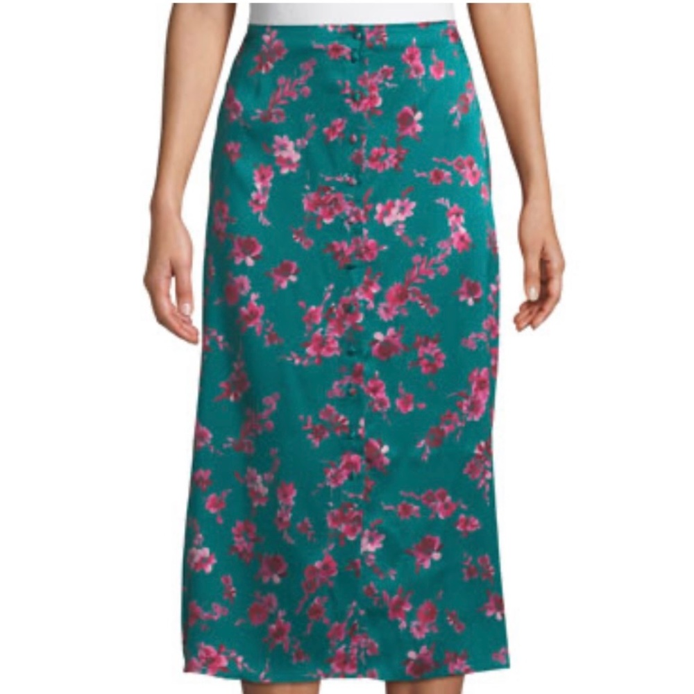 Cami NYC Floral Midi Skirt in Teal and Pink